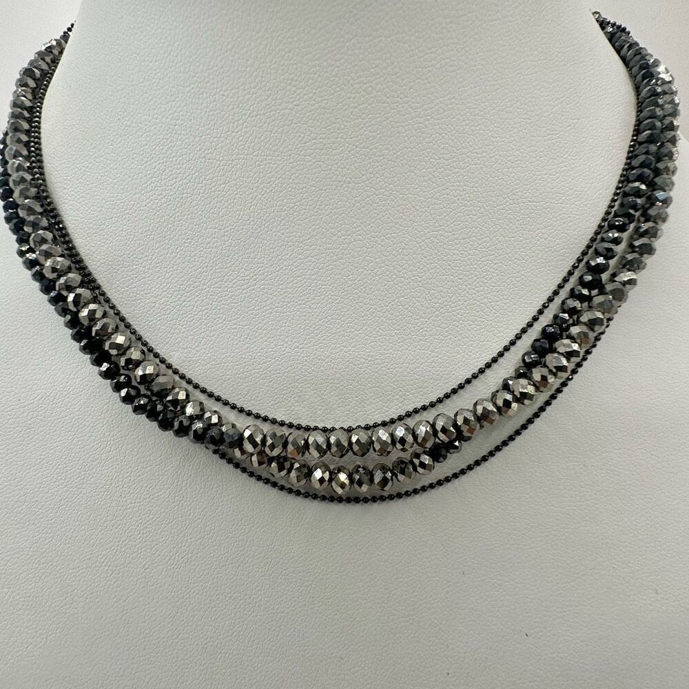 Banana Republic grey beaded double strand necklace